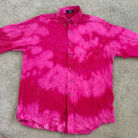 Magenta Tie Dye Button Down Shirt Size 16.5/36 - Picture 3 of 8